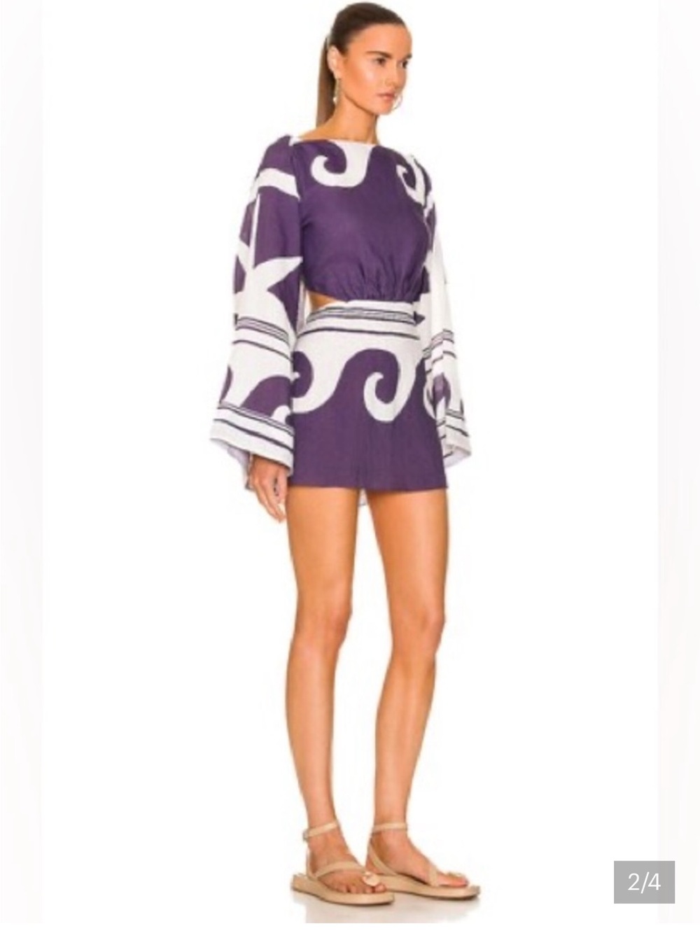 Johanna Ortiz purple and Cream Swirl Print Tunic Dress